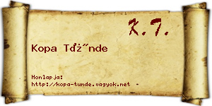 Kopa Tünde névjegykártya